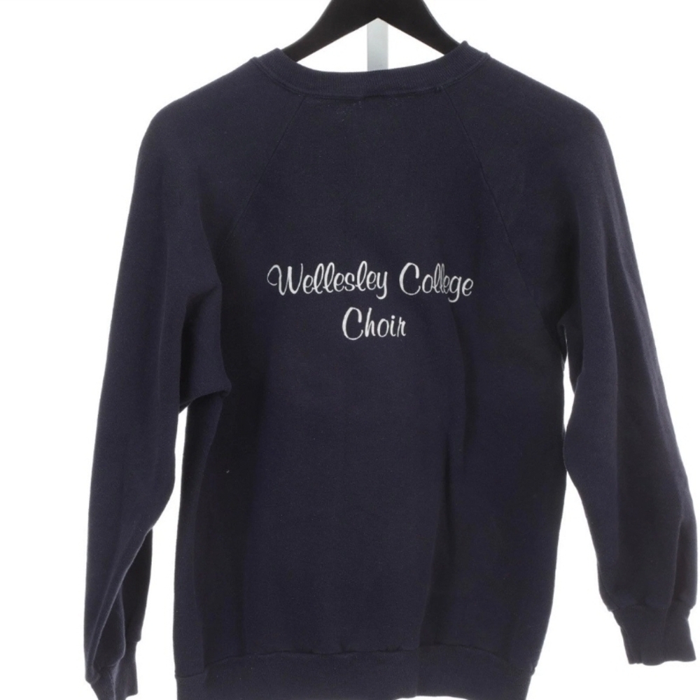 Vintage 1980s Jerzees By Russell Made In USA Blue Wellesley Choir Sweatshirt L